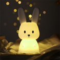 thumbnail image 2 of Luz LED de noche de conejo para niños, luces USB de animales de silicona, lámpara de dormir de dormitorio regulable táctil, decoración de habitación, lindos regalos para niños, 2 of 4
