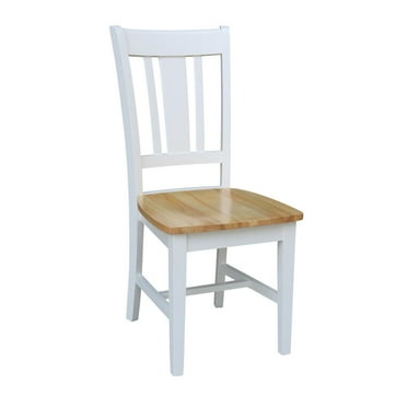 42" Solid Wood Dual Drop Leaf Pedestal Dining Table with 2 San Remo Splat Back chairs in White/Natural by International Concepts