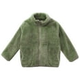 thumbnail image 4 of CCRFTGI Girls Fleece Jacket Sherpa Full Zip Outwear Coat Soft Fall Winter Coat Cozy Coat Hooded with Pockets Army Green 5-6Y, 4 of 4