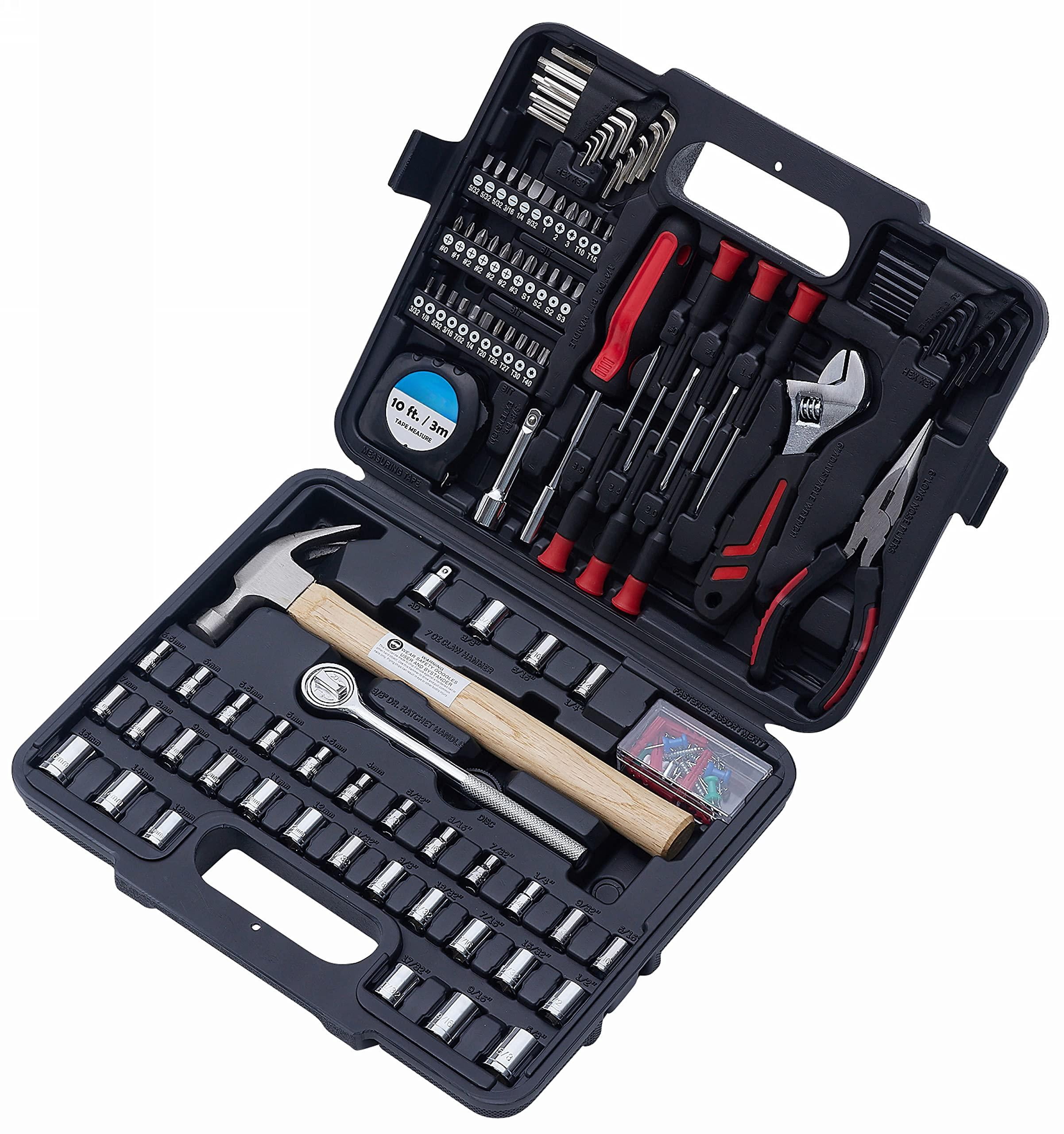 149-piece Tool Kit  Home & Auto Repair Hand Set With Hammer Socket Wrench Pliers Storage Case. Diy Mechanics For Household Apartment Dorm A Gift
