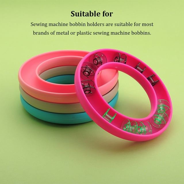 2pcs Bobbin Holder Embroidery Spools Organizer Lightweight Household Ring Sewing Needles Saver Storage Box Rubber Ring Portable Sewing Tools Pink