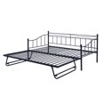 thumbnail image 5 of Metal Twin Size Daybeds, SESSLIFE Daybed with Trundle for Small Space, Modern Platform Sofa Bed for Living Room Office, Small Space Furniture Bed Frame No Box Spring Needed, Black, X2711, 5 of 13