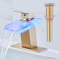 thumbnail image 1 of Grifo LED para lavabo de baño AVSIILE en forma de cascada en oro cepillado, 1 of 9