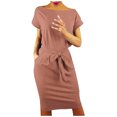 thumbnail image 1 of B91xZ Robes Décontractées Manches Courtes Robes de Plage Tshirt Floral Robe de Soirée Manches Longues, Rose XXL, 1 of 4
