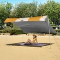 thumbnail image 6 of Portable Beach Tent Sun Shelter With Ground Pegs Water And Wind Resistant Sun Shade Canopy Angle Adjustable White Flowers with Gray Accents, 6 of 7