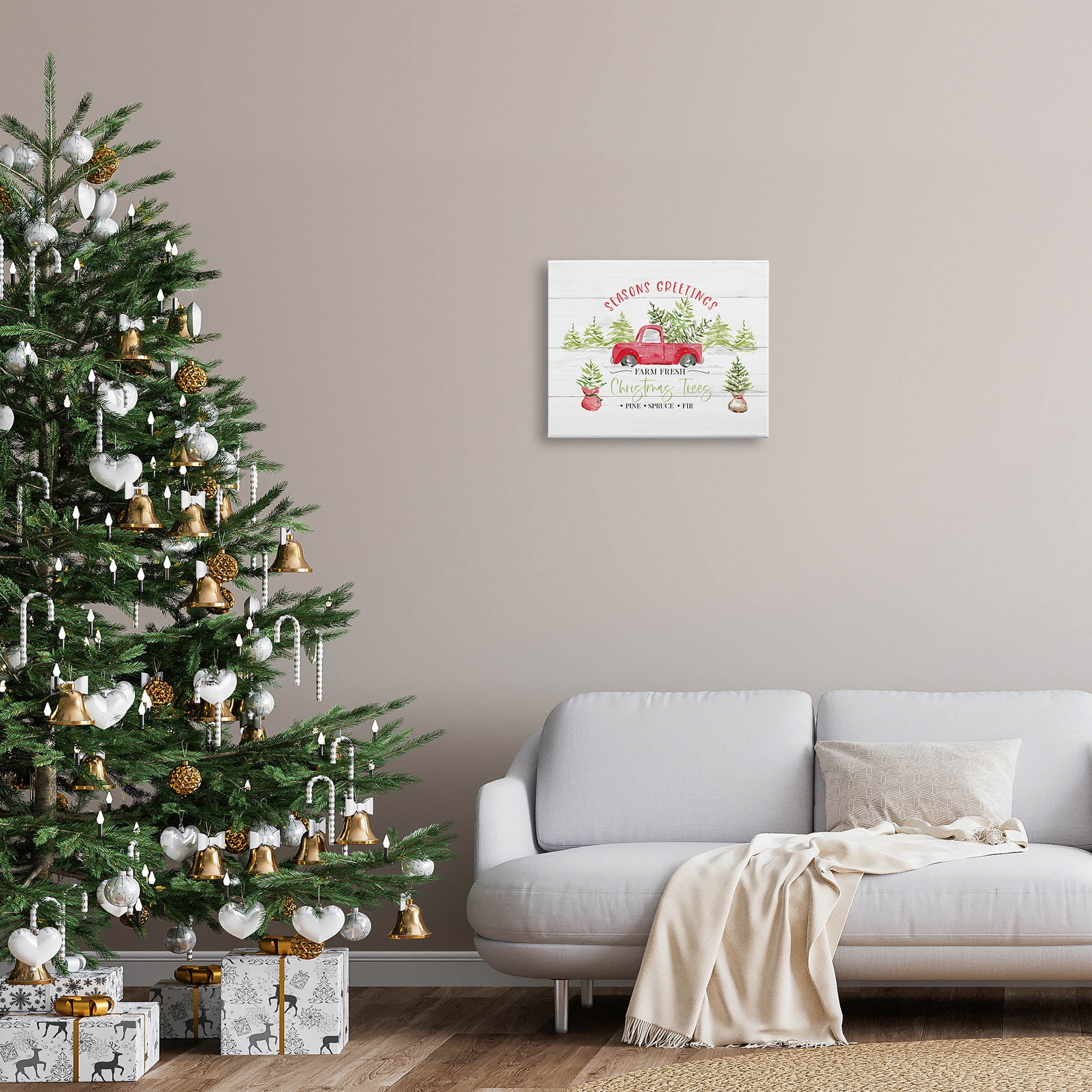 Farm Fresh Christmas Trees Seasonal Holiday Graphic Art Gallery Wrapped Canvas Print Wall Art