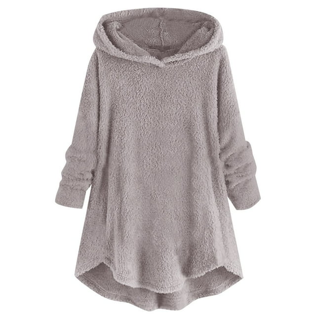 Womens Cardigan Plus Size Button Plush Tops Hooded Loose Cardigan Wool Coat Winter Jacket Navy Xl