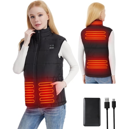 SNOW DEER Heated Vest for Women Battery Electric Vest with Carbon Fiber Heating Waterproof Ideal for Winter Activities