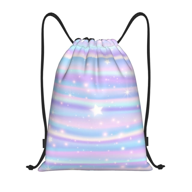 Saiise Striped Gradient Pattern Sports Drawstring Backpack - String Swim Gym Bag with Wet Proof Pocket for Women&Men-Medium