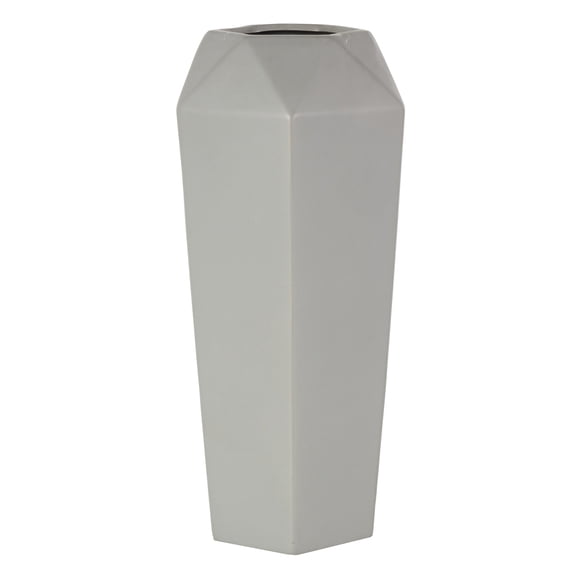 DecMode 14" Geometric Gray Ceramic Vase