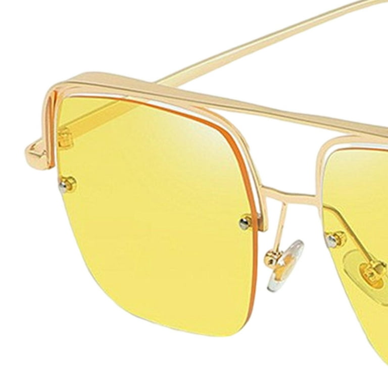 Tongina Classic Square Sunglass Vintage UV400 Oversized Driving Beach Eyewear Accessories Men Women - Yellow, Adult Unisex, Size: Large, Gold