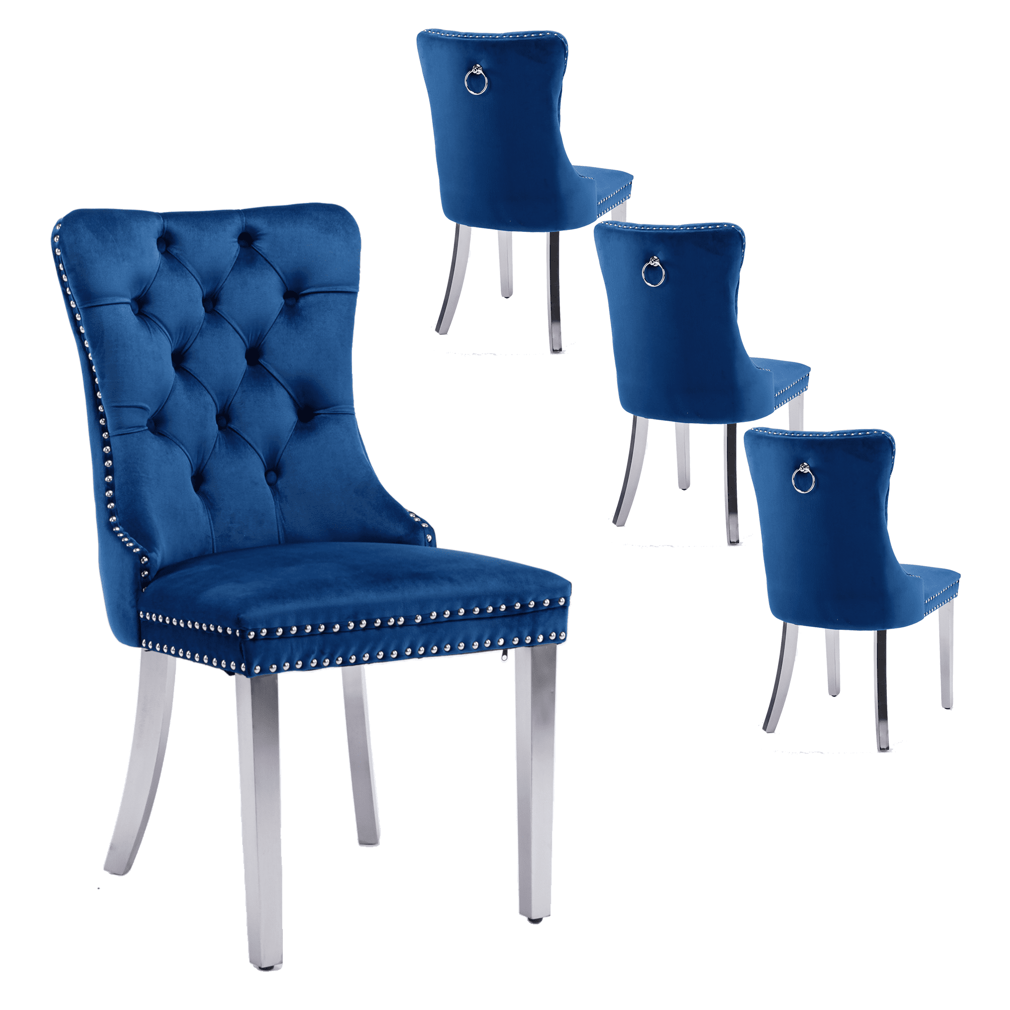 Modern Velvet Upholstered Dining Chairs with Button Tufted Back