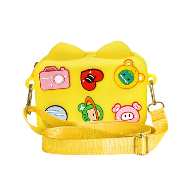 Bolso bandolera de silicona bandolera de dibujos animados mini bolsa portátil para viajes escolares estilo de hebilla al azar, amarillo Methold AP001516-02B