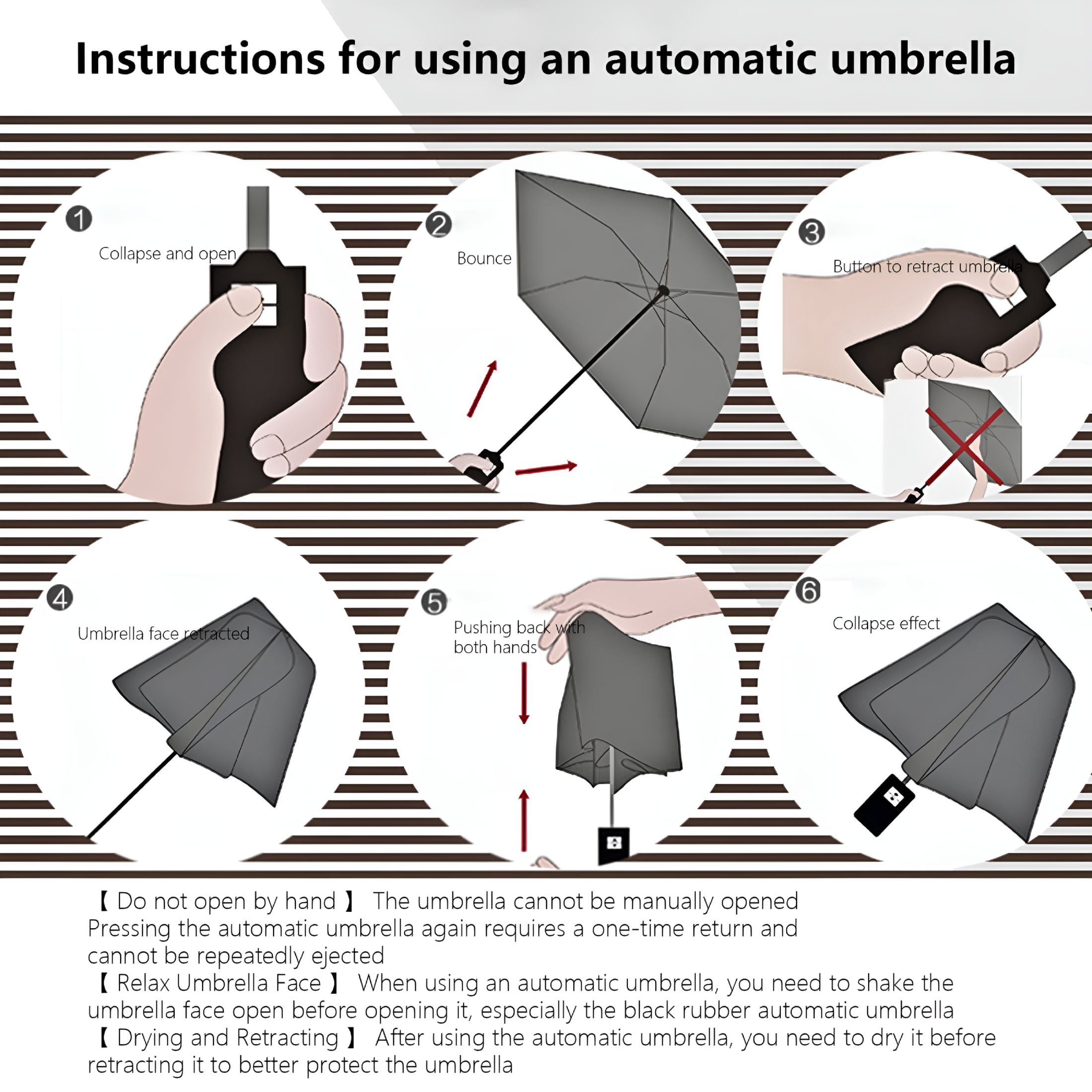 GASTROPOD Fully Automatic Windproof Travel Umbrella with Solid Wood Handle for Rain, Portable, Folding Umbrella for Travel - All-Weather Strong Compact Umbrella