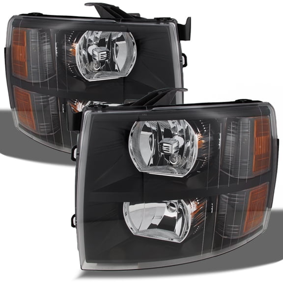 AKKON - For 2007-2013 Chevy Silverado Replacement Black Bezel Headlights Driver/ Passenger Head Lamps Pair New
