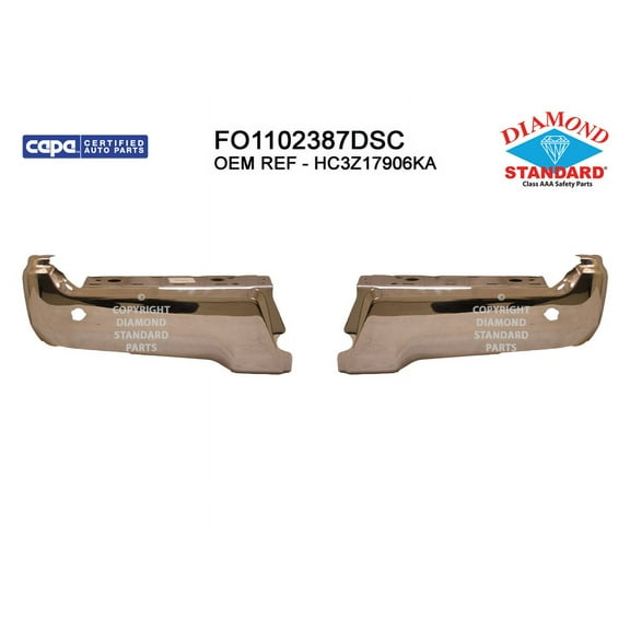REAR STEP BUMPER FACE BAR [2-PC LEFT AND RIGHT]; CHROME; WITH PARK