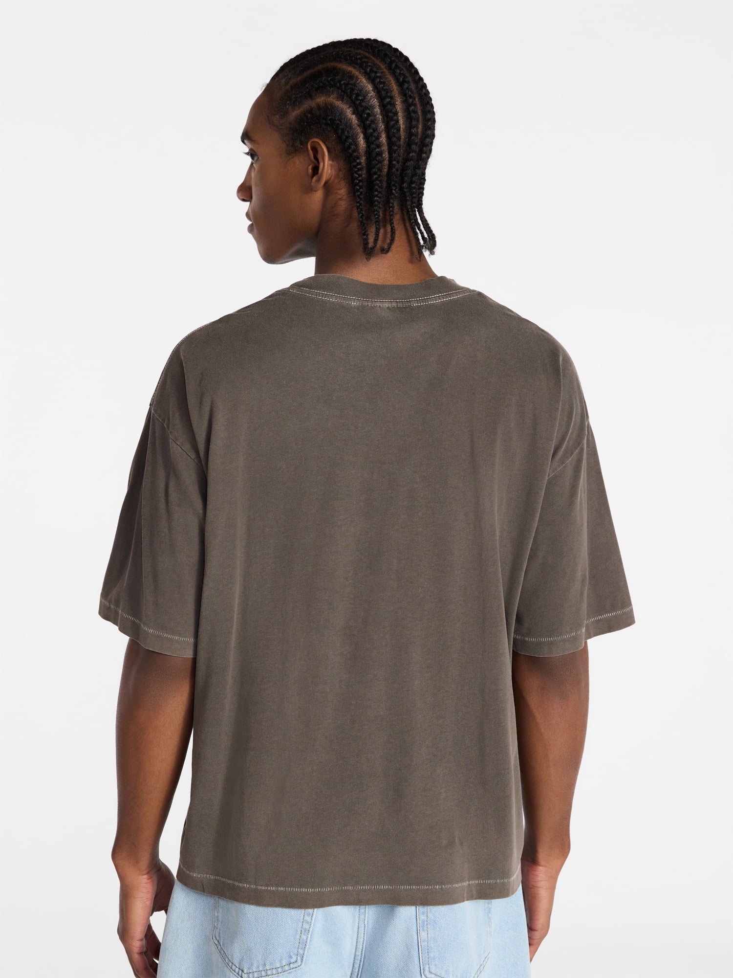 No Boundaries Cotton Oversized Cropped Tee with Short Sleeves, Men's and Big Men's XS-5XL
