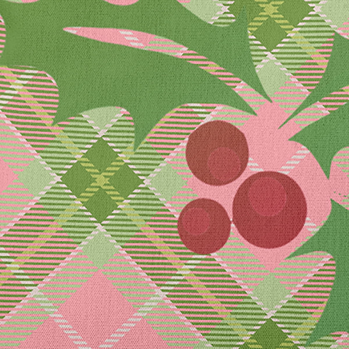 26" x 26" Simply Daisy Holly on Plaid Polyester Accent Pillow, Pink Icing Qty 1