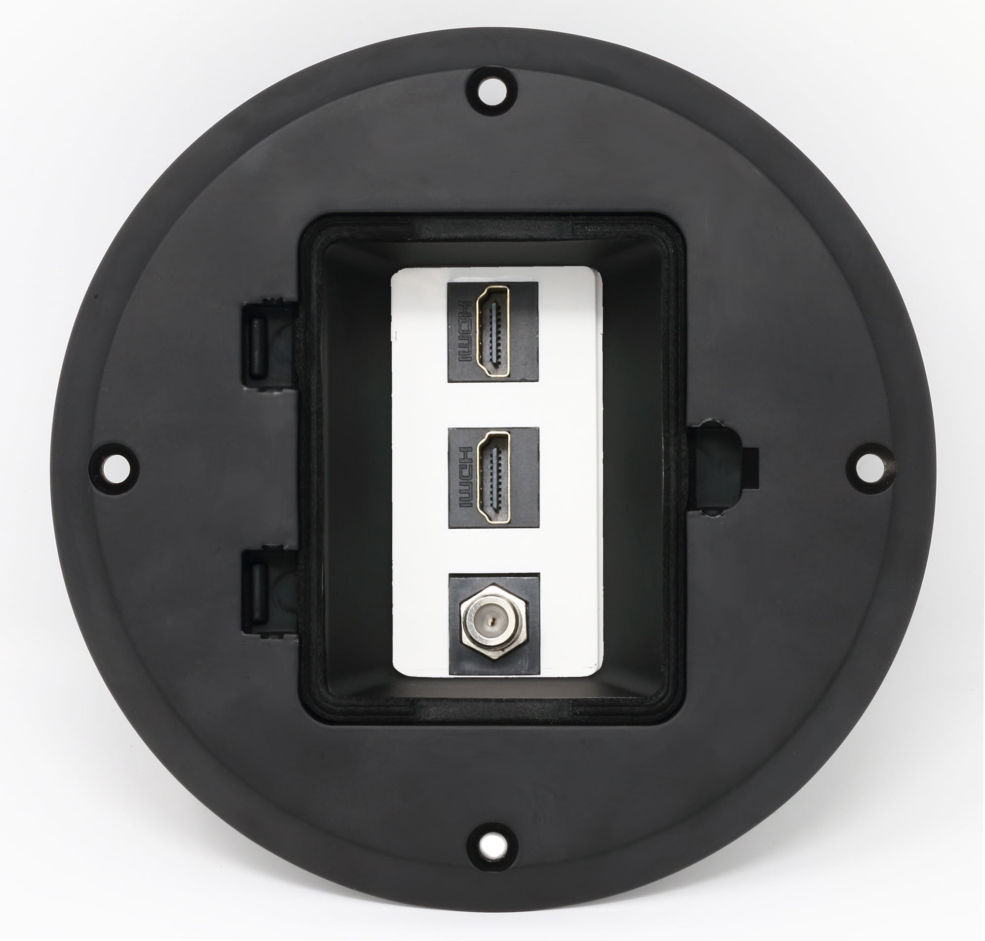 RiteAV 2 Port HDMI 1 Coax Cable TV FType Floor Box Black