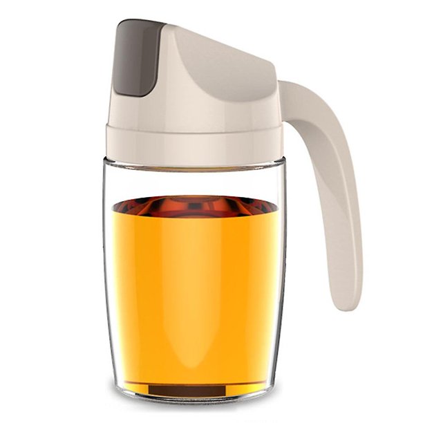 green Dispensador automático de aceite de oliva, botella de vidrio para cocina, dispensador de vinagre con tapa y tapón automáticos, boquilla antigoteo, mango antideslizante