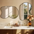 thumbnail image 2 of Fahomiss 28"x40" Black Bathroom Wall Mirror, Irregular Curved Metal Framed Mirror, 2 of 8