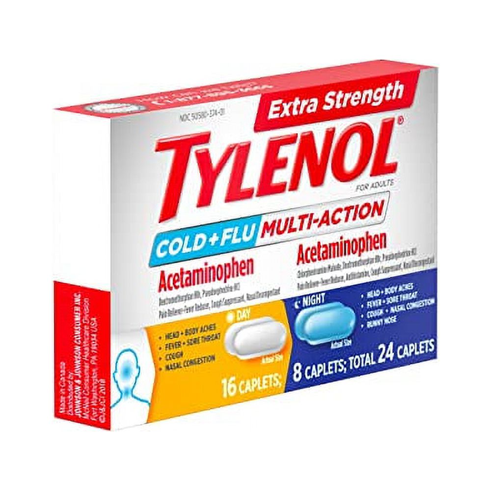 Tylenol Cold + Flu Multi-Action Daytime + Nighttime Caplets 24 ct