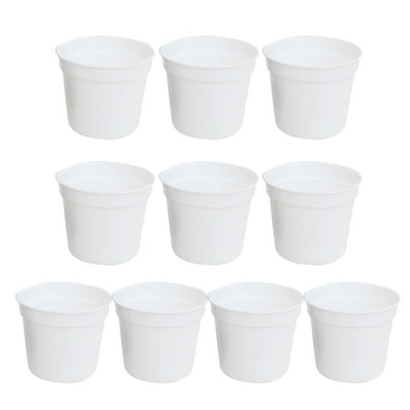 Dasbsug 10 Pack Mini Plastic Round Flower Pot Nursery Home Office Decor 2 Colors Choose