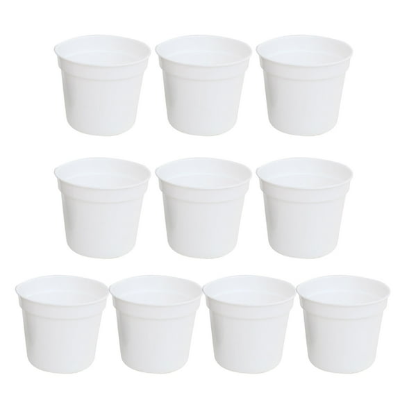 WINDLAND 10 PCS Plastic Planters Round Flower Pots Decorative African Violet Pots 2 Colors for All House Plants Garden Windowsill