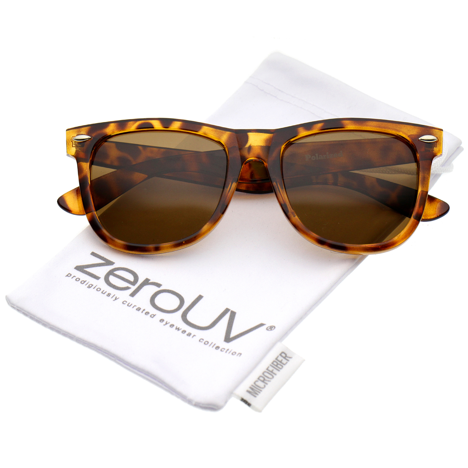 zeroUV - Retro Wide Temple Polarized Lens Square Horn Rimmed Sunglasses 55mm - 55mm - image 1 of 4