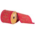 thumbnail image 1 of Vickerman Q172164 4 in. x 10 Yard Red Embroidery Flower Scroll Wired Ribbon, 1 of 1