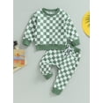 thumbnail image 3 of Girls Boys 2-piece Outfit, 12 24M 3 4 5Y Plaid Long Sleeve Crew Neck Hoodie and Sweatpants Set Clothes Set, 3 of 10