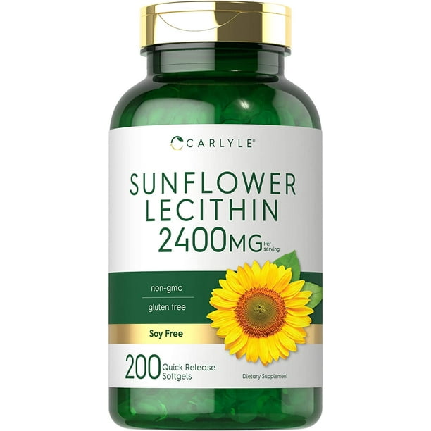 Sunflower Lecithin Supplement 2400mg 200 Softgels Rich in