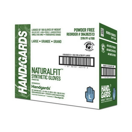 

(Price/Case)Handgards Naturalfit Powder Free Large Synthetic Glove 100 Each 4 per case