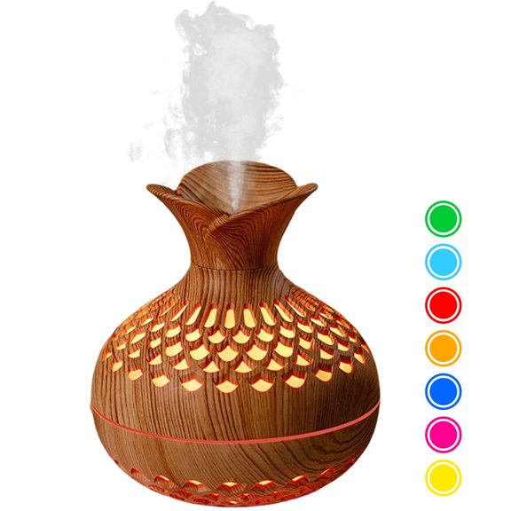 Mini Cool Mist Humidifier for Bedroom, 300ML USB Humidifier with Night Light, Flower Vase Shape Portable Humidifier for Room Office Desk,Light-colored