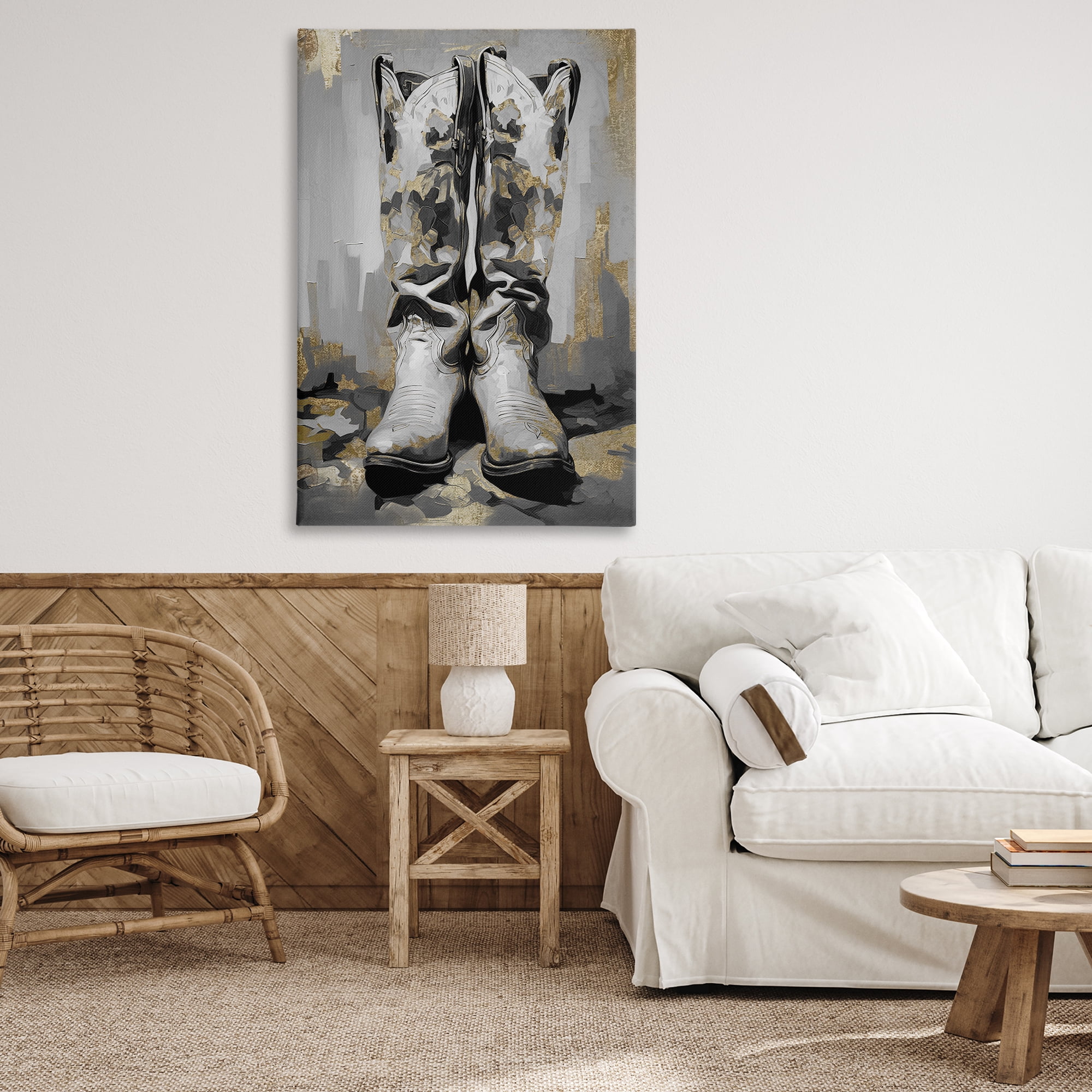 Stupell Industries Glam Streaked Boots Beauty & Fashion Painting Gallery Wrapped Canvas Art Print Wall Art, 30 x 45