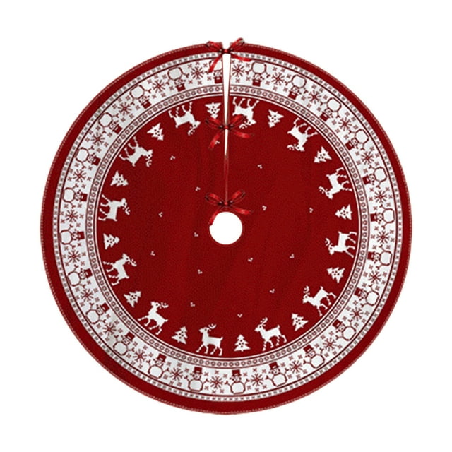 Christmas Tree Skirt 47.24 in x 47.24 in Red Cloth Holiday Decoration for Tree Base