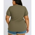 thumbnail image 4 of Aiyino Women’s Tops And Blouse Plus Size Short Sleeve Casual Loose Summer T Shirts,L Green, 4 of 7