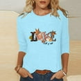 thumbnail image 1 of Xihbxyly Hauts pour Femmes Mode Décontractée T-shirt Imprimé Mi-Longueur Manches 3/4 Blouse Col Rond Hauts Décontractés Liquidation Économies Chemises Manches 3/4, 1 of 3