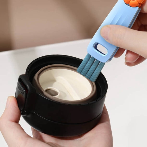 Fiudx Cepillo de Limpieza 3 En 1, Multifuncional, con Cerdas Flexibles para Tapas de Botellas, Boquillas y Grietas. Fácil de Usar para Botellas de Leche, Copas de Vino y Tazas de Café. Tamaño Compact