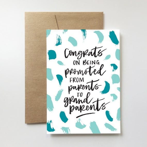 Congrats on Your Promotion to Grandparents Card – Fun and Colorful Greeting Card – Perfect Gift for New Grandparents – Includes Envelope – Unique Celebration Card