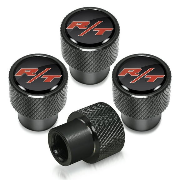 Dodge R/T Logo in Black on Black Aluminum Tire Valve Stem Caps