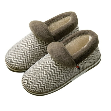 

Gubotare House Slippers For Men Warm Cotton Knit Memory Foam Slippers Soft Yarn House Slippers with Anti Slip Sole Coffee 10