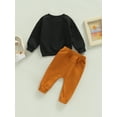 thumbnail image 3 of Loliuicca Toddler Baby Boy Clothes Solid Color Long Sleeve Crewneck Sweatshirt Top Casual Pants Set 2Pcs Fall Winter Outfits, 3 of 7