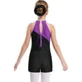 thumbnail image 2 of Aislor Girls Sleeveless Gymnastics Leotard Ballet Dance Unitard with Shorts and Hair Band Set Purple&Black 10, 2 of 7