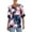 Blue Combo, variant on JM Collection Women's Liza Floral Print Keyhole Top Blue Size Medium