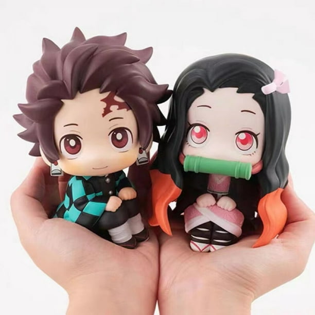 FIGURA DE ACCIÓN DE Demon Slayer para niños, juguete de Anime de 10cm, Nezuko, Tanjirou, Zenitsu, Inosuke, Kyoujurou, Kanawo, regalo de cumpleaños y Navidad