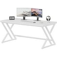 thumbnail image 5 of LVB Modern White Computer Desk, Long  Home Office Desk for Student, Large Metal Wood Writing Study Work Desk, Farmhouse Executive Gaming Computer Table for Bedroom Living Room, White, 60 in, 5 of 18