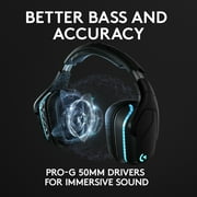Logitech G935 Wireless Gaming RGB Headset, 7.1 Surround Sound, DTS Headphone:X 2.0, 50 mm PRO-G Drivers, 2.4 GHz Wireless, Flip-to-Mute Mic, PC