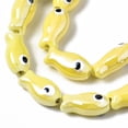 thumbnail image 3 of 2Strand Handmade Porcelain Ceramic Beads Strands Bright Glazed Porcelain Fish Yellow 19x10x8mm Hole: 1.5mm 17pcs/strand 12.40 inch(31.5cm), 3 of 3