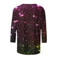 thumbnail image 4 of Charella 3/4 Sleeve Tops for Women Crewneck T-shirts Bling Bling Printed Casual Blouse 2025 Spring Summer Tops,Multicolor,L, 4 of 5
